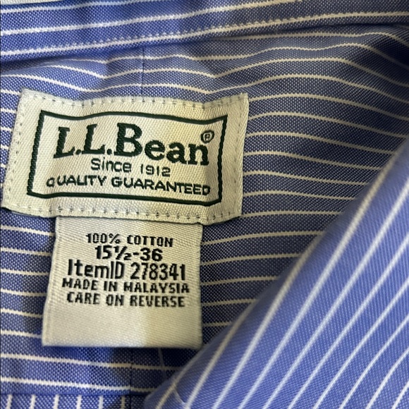 L.L. Bean Blue Striped Dress Shirt - Picture 2 of 5